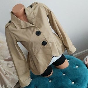 Military Style Khacki Crop Sleeve Jacket